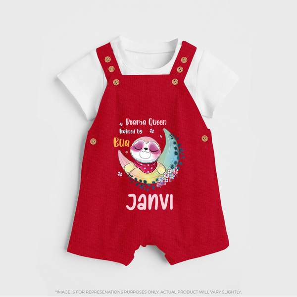 Drama Queen Trained By Bua Dungaree Set | Custom Baby Dungaree Set for Bua's Drama Queen - RED - 0 - 5 Months Old (Chest 18")