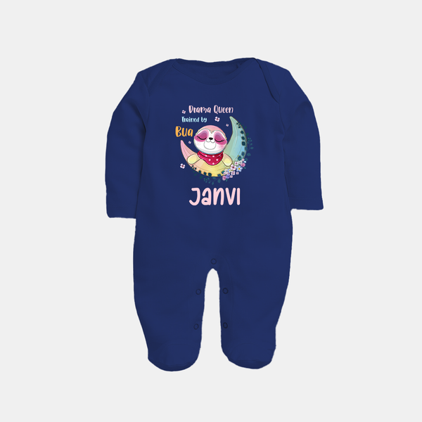 Drama Queen Trained By Bua Sleep Suit / Full Sleeve Body Suit | Custom Baby Sleep Suit / Full Sleeve Body Suit for Bua's Drama Queen - NAVY BLUE - New Born (Chest 7.5")