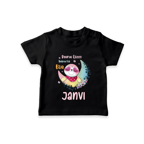 Drama Queen Trained By Bua T-Shirt | Custom Baby T-Shirt for Bua's Drama Queen - BLACK - 0-5 Months Old (Chest 17")