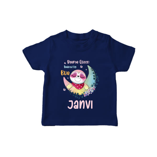 Drama Queen Trained By Bua T-Shirt | Custom Baby T-Shirt for Bua's Drama Queen - NAVY BLUE - 0-5 Months Old (Chest 17")