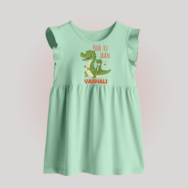 Bua Ki Jaan Baby Frock | Personalized Baby Frock for Bua's Heart - MINT GREEN - 0 - 3 Months Old (Chest 17")