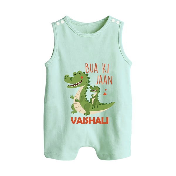 Bua Ki Jaan Romper Suit / Sleeveless Romper | Personalized Baby Romper Suit / Sleeveless Romper for Bua's Heart - MINT GREEN - 0 - 5 Months Old (Chest 18")