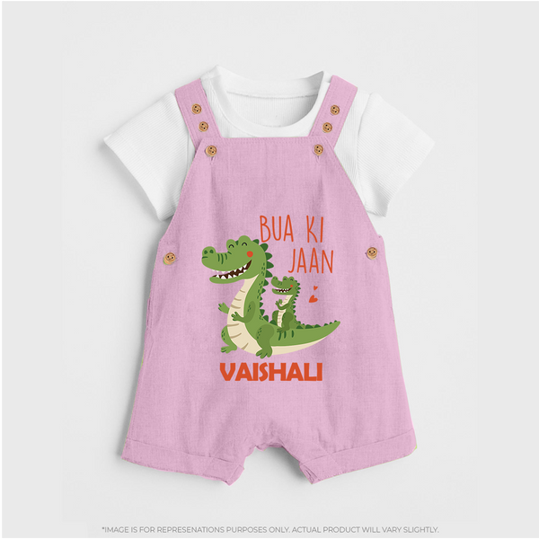 Bua Ki Jaan Dungaree Set | Personalized Baby Dungaree Set for Bua's Heart - BABY PINK - 0 - 5 Months Old (Chest 18")