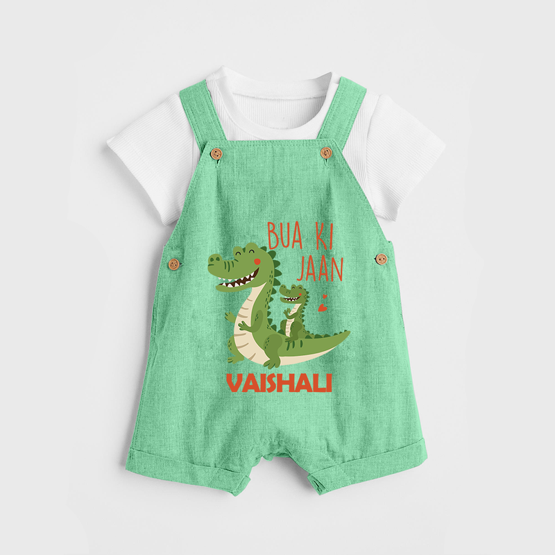 Bua Ki Jaan Dungaree Set | Personalized Baby Dungaree Set for Bua's Heart - GREEN - 0 - 5 Months Old (Chest 18")