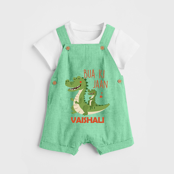 Bua Ki Jaan Dungaree Set | Personalized Baby Dungaree Set for Bua's Heart - GREEN - 0 - 5 Months Old (Chest 18")