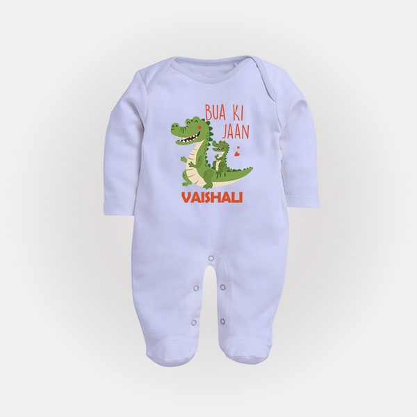 Bua Ki Jaan Sleep Suit / Full Sleeve Body Suit | Personalized Baby Sleep Suit / Full Sleeve Body Suit for Bua's Heart - BABY BLUE - New Born (Chest 7.5")