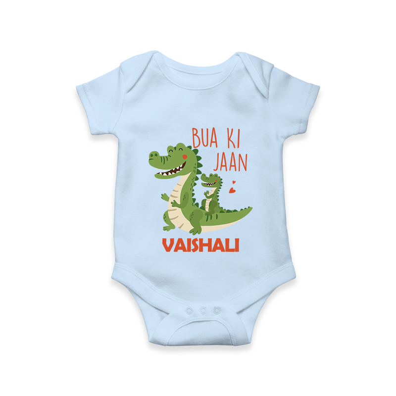 Bua Ki Jaan Romper / Onesie | Personalized Baby Romper / Onesie for Bua's Heart - BABY BLUE - New Born (Chest 14")