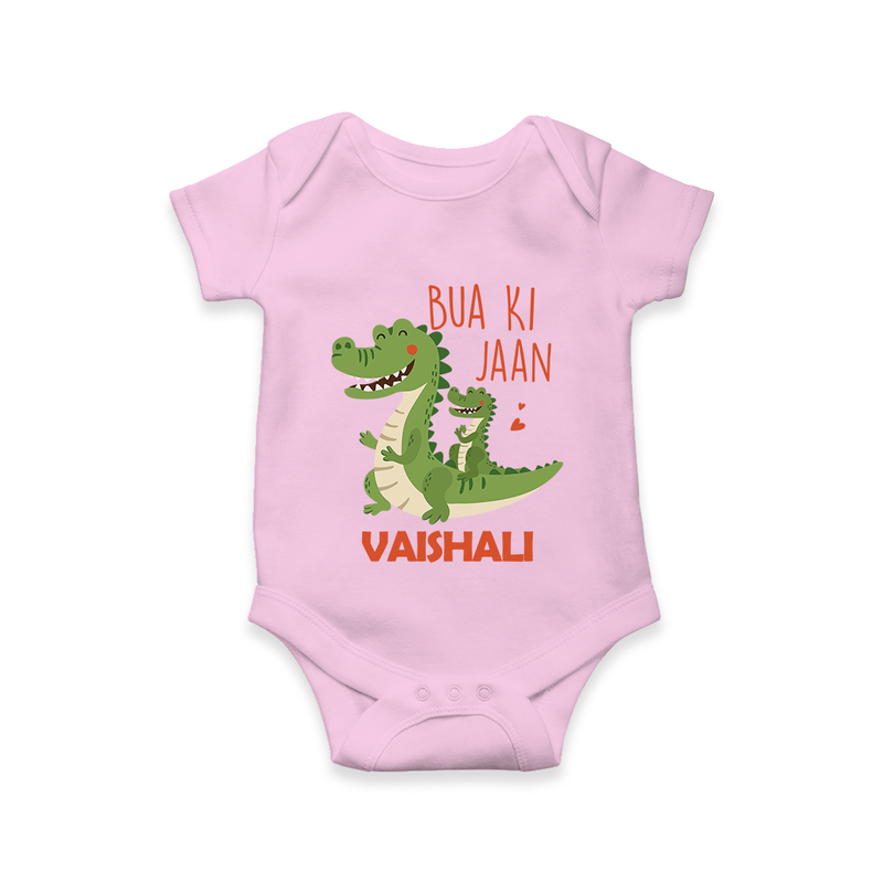 Bua Ki Jaan Romper / Onesie | Personalized Baby Romper / Onesie for Bua's Heart - BABY PINK - New Born (Chest 14")