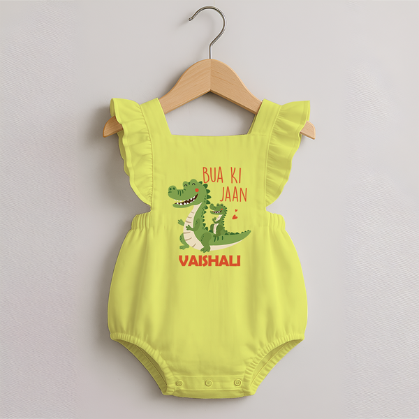 Bua Ki Jaan Romper Frock | Personalized Baby Romper Frock for Bua's Heart - PASTEL YELLOW - 0 - 3 Months Old (Chest 19")