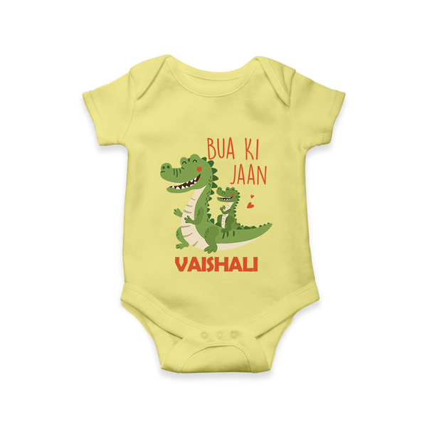 Bua Ki Jaan Romper / Onesie | Personalized Baby Romper / Onesie for Bua's Heart - PASTEL YELLOW - New Born (Chest 14")