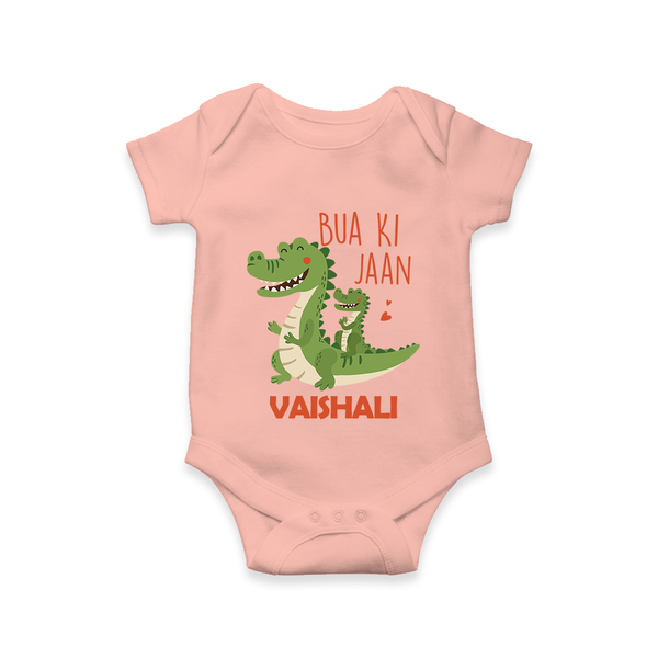 Bua Ki Jaan Romper / Onesie | Personalized Baby Romper / Onesie for Bua's Heart - PEACH - New Born (Chest 14")