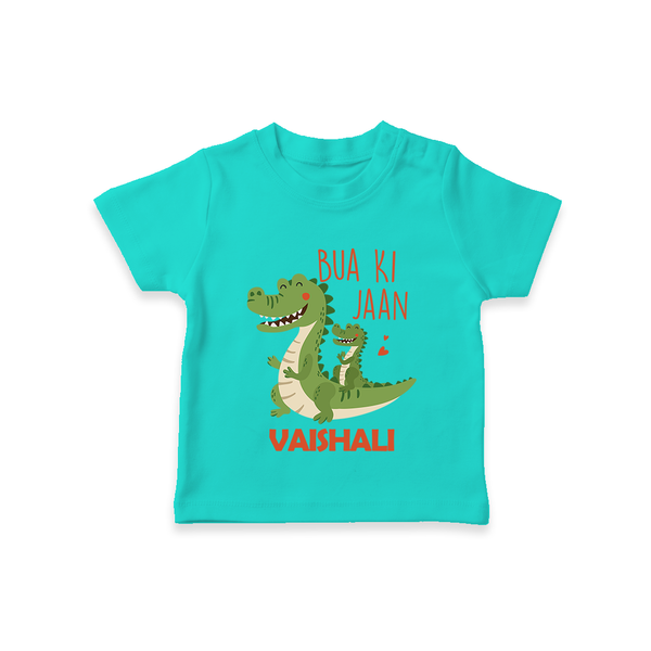 Bua Ki Jaan T-Shirt | Personalized Baby T-Shirt for Bua's Heart - TEAL - 0-5 Months Old (Chest 17")