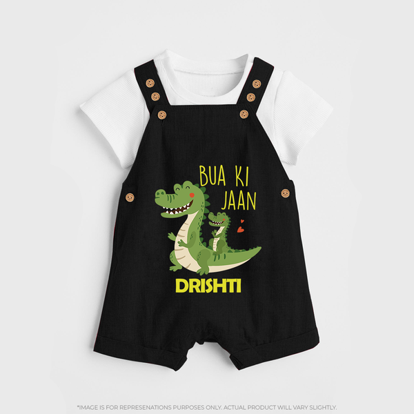 Bua Ki Jaan Dungaree Set | Personalized Baby Dungaree Set for Bua's Heart - BLACK - 0 - 5 Months Old (Chest 18")