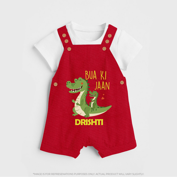 Bua Ki Jaan Dungaree Set | Personalized Baby Dungaree Set for Bua's Heart - RED - 0 - 5 Months Old (Chest 18")