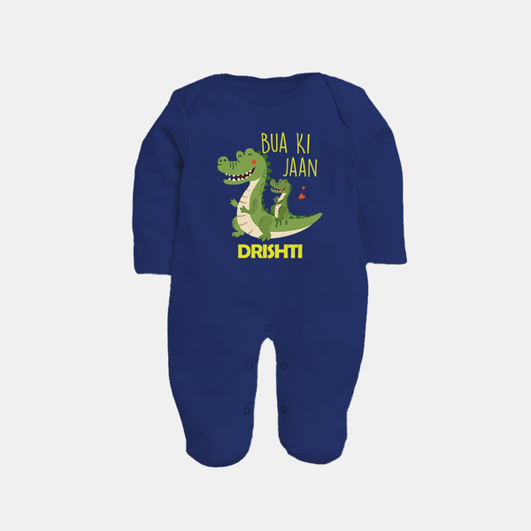 Bua Ki Jaan Sleep Suit / Full Sleeve Body Suit | Personalized Baby Sleep Suit / Full Sleeve Body Suit for Bua's Heart - NAVY BLUE - New Born (Chest 7.5")