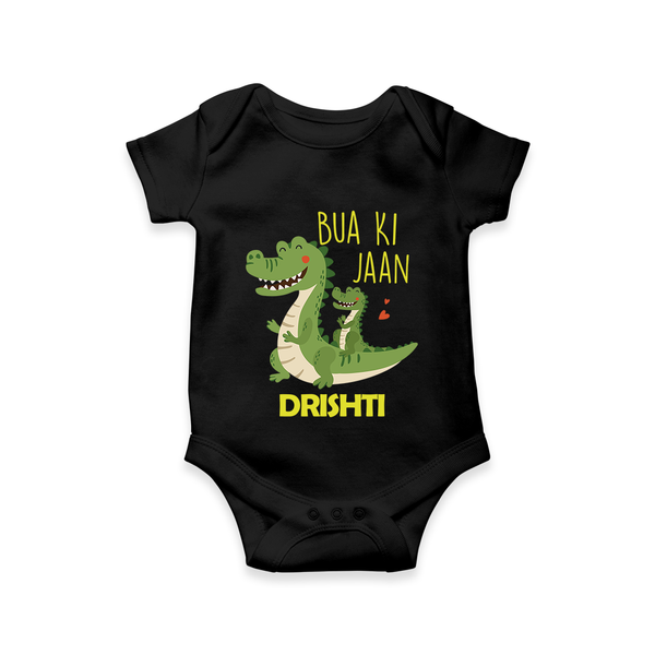 Bua Ki Jaan Romper / Onesie | Personalized Baby Romper / Onesie for Bua's Heart - BLACK - New Born (Chest 14")