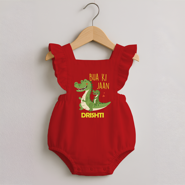 Bua Ki Jaan Romper Frock | Personalized Baby Romper Frock for Bua's Heart - RED - 0 - 3 Months Old (Chest 19")