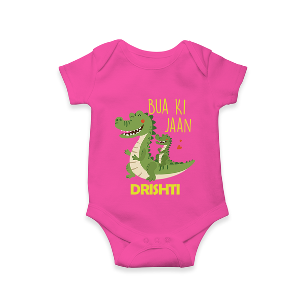 Bua Ki Jaan Romper / Onesie | Personalized Baby Romper / Onesie for Bua's Heart - HOT PINK - New Born (Chest 14")