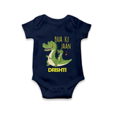 Bua Ki Jaan Romper / Onesie | Personalized Baby Romper / Onesie for Bua's Heart - NAVY BLUE - New Born (Chest 14")