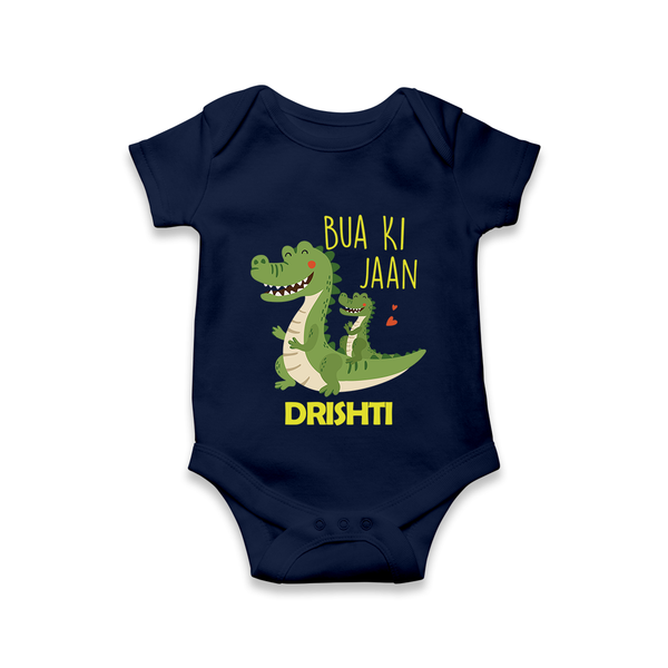 Bua Ki Jaan Romper / Onesie | Personalized Baby Romper / Onesie for Bua's Heart - NAVY BLUE - New Born (Chest 14")