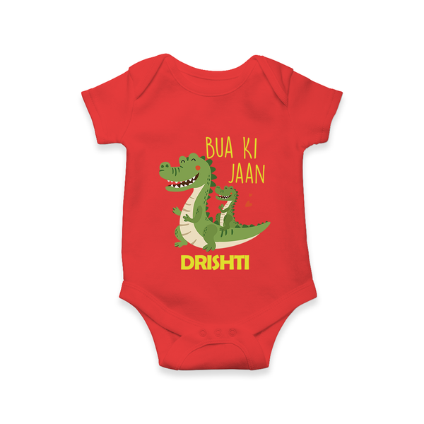 Bua Ki Jaan Romper / Onesie | Personalized Baby Romper / Onesie for Bua's Heart - RED - New Born (Chest 14")