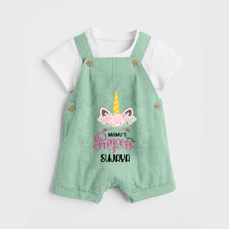 Mamu's Little Princess Dungaree Set | Custom Baby Dungaree Set for Mamu's Darling - MINT GREEN - 0 - 5 Months Old (Chest 18")