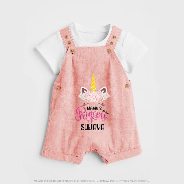 Mamu's Little Princess Dungaree Set | Custom Baby Dungaree Set for Mamu's Darling - PEACH - 0 - 5 Months Old (Chest 18")