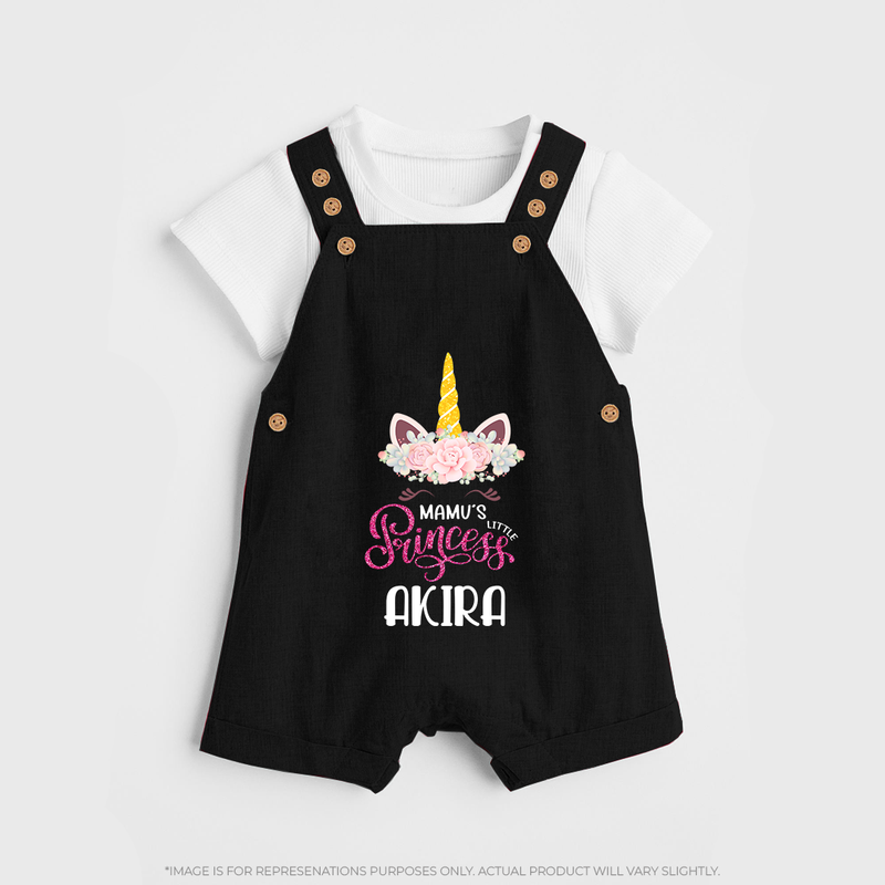 Mamu's Little Princess Dungaree Set | Custom Baby Dungaree Set for Mamu's Darling - BLACK - 0 - 5 Months Old (Chest 18")
