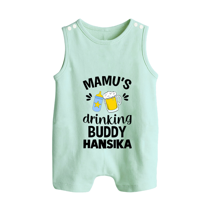 Mamu's Drinking Buddy Romper Suit / Sleeveless Romper | Personalized Baby Romper Suit / Sleeveless Romper for Mamu's Sidekick - MINT GREEN - 0 - 5 Months Old (Chest 18")