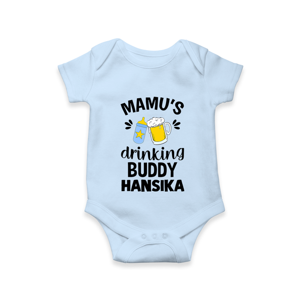 Mamu's Drinking Buddy Romper / Onesie | Personalized Baby Romper / Onesie for Mamu's Sidekick - BABY BLUE - New Born (Chest 14")