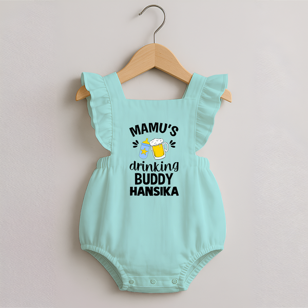 Mamu's Drinking Buddy Romper Frock | Personalized Baby Romper Frock for Mamu's Sidekick - MINT GREEN - 0 - 3 Months Old (Chest 19")