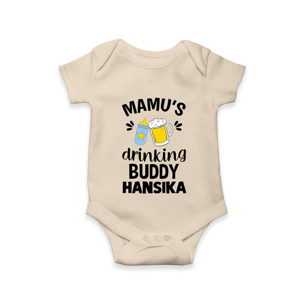 Mamu's Drinking Buddy Romper / Onesie | Personalized Baby Romper / Onesie for Mamu's Sidekick - IVORY - New Born (Chest 14")