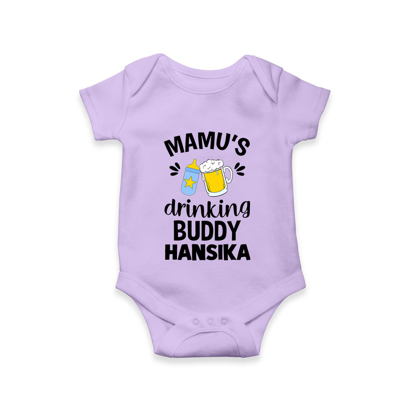 Mamu's Drinking Buddy Romper / Onesie | Personalized Baby Romper / Onesie for Mamu's Sidekick - LILAC - New Born (Chest 14")