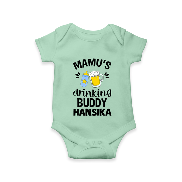 Mamu's Drinking Buddy Romper / Onesie | Personalized Baby Romper / Onesie for Mamu's Sidekick - MINT GREEN - New Born (Chest 14")