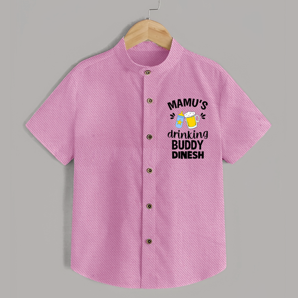 Mamu's Drinking Buddy Shirt | Personalized Baby Shirt for Mamu's Sidekick - BABY PINK - 0 - 6 Months Old (Chest 23")