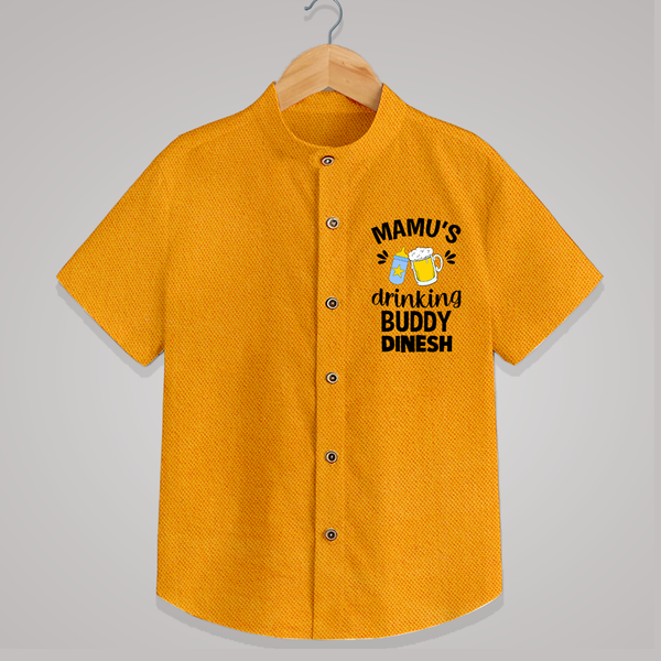 Mamu's Drinking Buddy Shirt | Personalized Baby Shirt for Mamu's Sidekick - CHROME YELLOW - 0 - 6 Months Old (Chest 23")