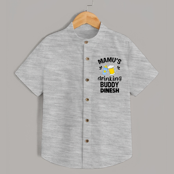 Mamu's Drinking Buddy Shirt | Personalized Baby Shirt for Mamu's Sidekick - GREY - 0 - 6 Months Old (Chest 23")