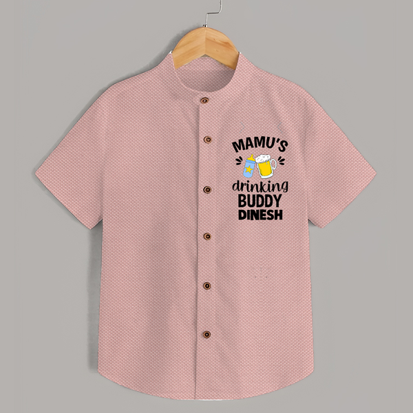 Mamu's Drinking Buddy Shirt | Personalized Baby Shirt for Mamu's Sidekick - PEACH - 0 - 6 Months Old (Chest 23")