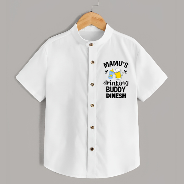 Mamu's Drinking Buddy Shirt | Personalized Baby Shirt for Mamu's Sidekick - WHITE - 0 - 6 Months Old (Chest 23")