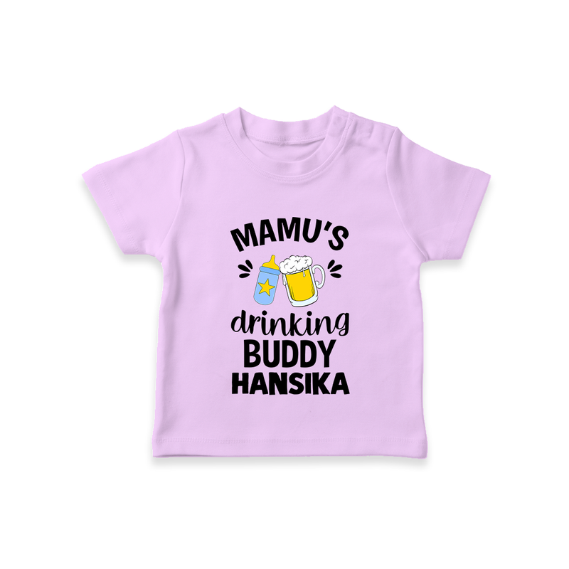 Mamu's Drinking Buddy T-Shirt | Personalized Baby T-Shirt for Mamu's Sidekick - LILAC - 0-5 Months Old (Chest 17")