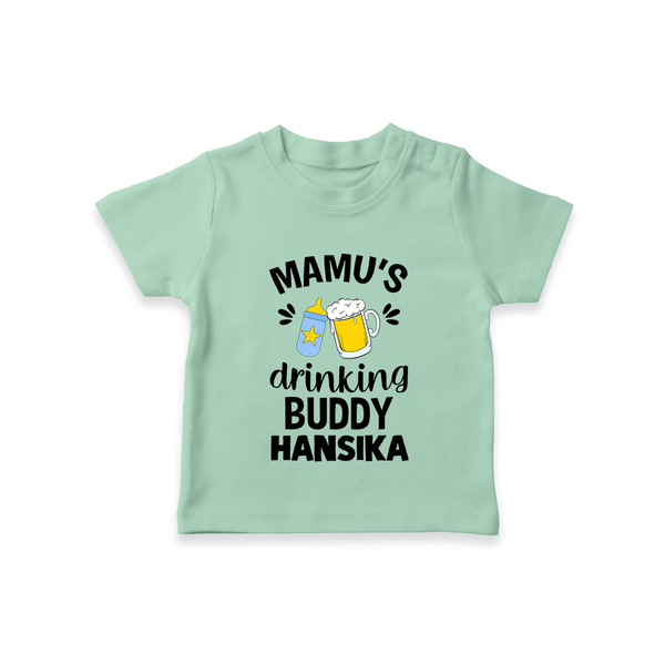Mamu's Drinking Buddy T-Shirt | Personalized Baby T-Shirt for Mamu's Sidekick - MINT GREEN - 0-5 Months Old (Chest 17")