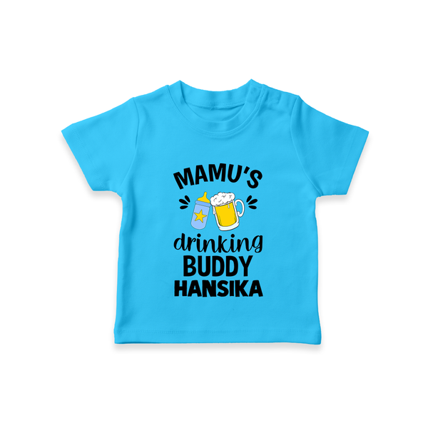 Mamu's Drinking Buddy T-Shirt | Personalized Baby T-Shirt for Mamu's Sidekick - SKY BLUE - 0-5 Months Old (Chest 17")