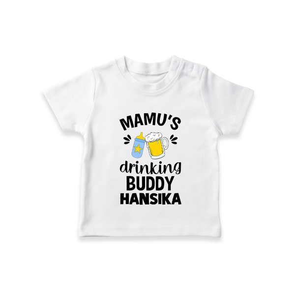 Mamu's Drinking Buddy T-Shirt | Personalized Baby T-Shirt for Mamu's Sidekick - WHITE - 0-5 Months Old (Chest 17")