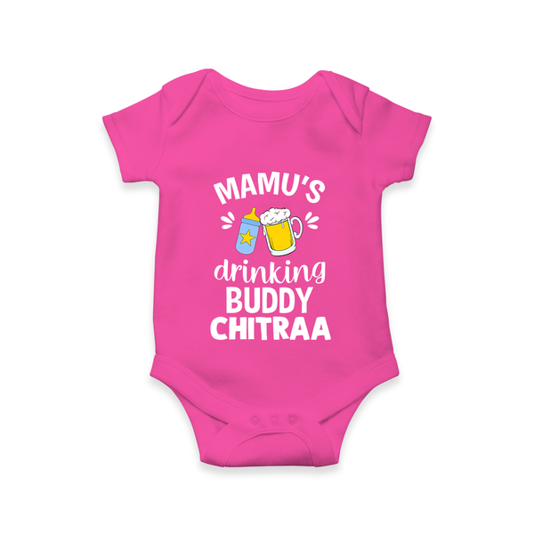 Mamu's Drinking Buddy Romper / Onesie | Personalized Baby Romper / Onesie for Mamu's Sidekick - HOT PINK - New Born (Chest 14")