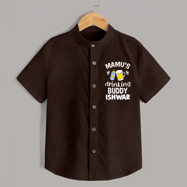 Mamu's Drinking Buddy Shirt | Personalized Baby Shirt for Mamu's Sidekick - CHOCOLATE BROWN - 0 - 6 Months Old (Chest 23")