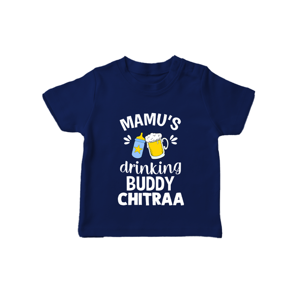 Mamu's Drinking Buddy T-Shirt | Personalized Baby T-Shirt for Mamu's Sidekick - NAVY BLUE - 0-5 Months Old (Chest 17")