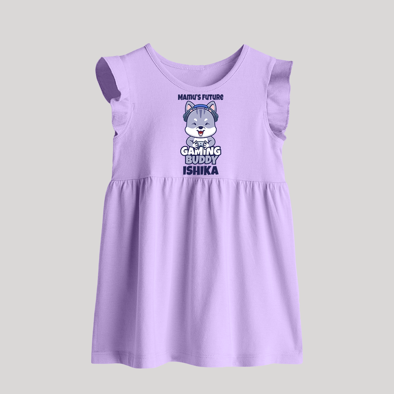 Mamu's Future Gaming Buddy Baby Frock | Custom Baby Frock for Mamu's Gaming Pal - LILAC - 0 - 3 Months Old (Chest 17")