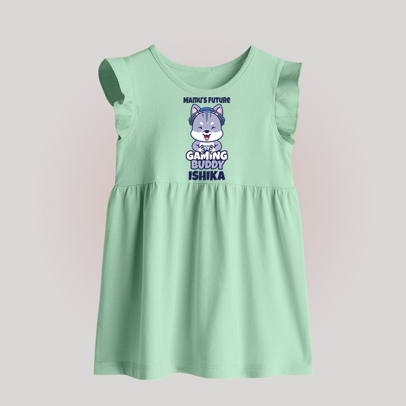 Mamu's Future Gaming Buddy Baby Frock | Custom Baby Frock for Mamu's Gaming Pal - MINT GREEN - 0 - 3 Months Old (Chest 17")