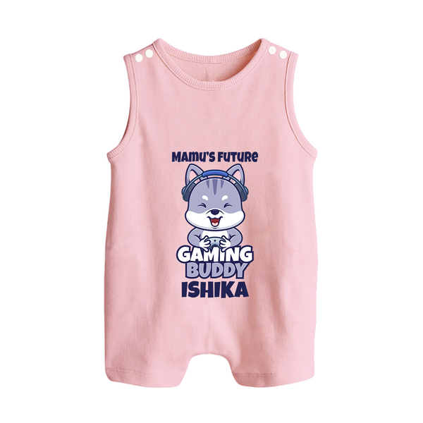 Mamu's Future Gaming Buddy Romper Suit / Sleeveless Romper | Custom Baby Romper Suit / Sleeveless Romper for Mamu's Gaming Pal - BABY PINK - 0 - 5 Months Old (Chest 18")