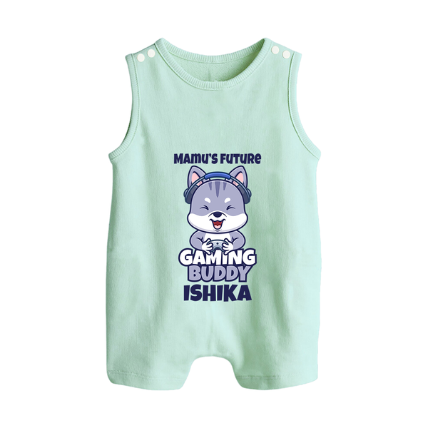 Mamu's Future Gaming Buddy Romper Suit / Sleeveless Romper | Custom Baby Romper Suit / Sleeveless Romper for Mamu's Gaming Pal - MINT GREEN - 0 - 5 Months Old (Chest 18")